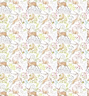 Blackout roller blind with roe deer and deer pattern