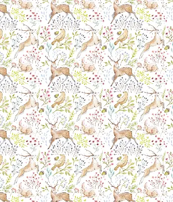 Blackout roller blind with roe deer and deer pattern