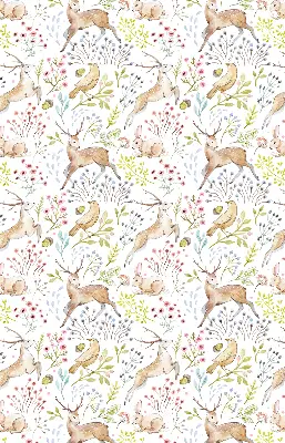 Blackout roller blind with roe deer and deer pattern