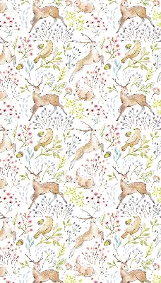 Blackout roller blind with roe deer and deer pattern