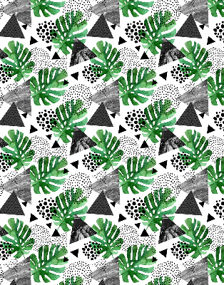 Blackout roller blind for window Leaves triangles dots