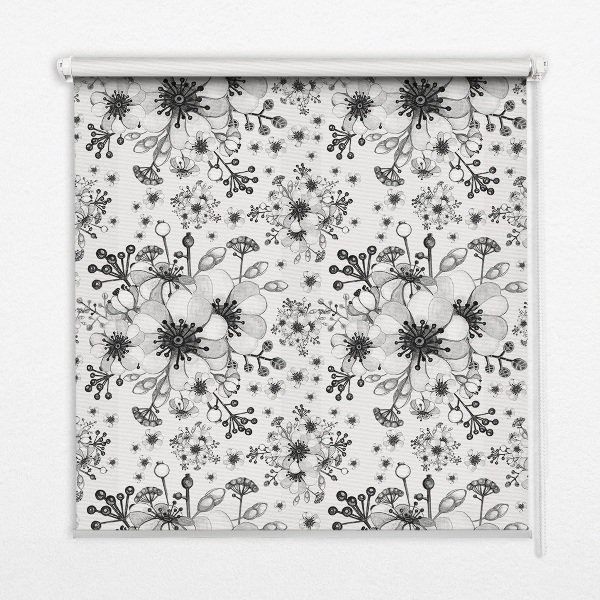 Blackout roller blind for window Drawn flower