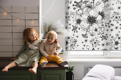 Blackout roller blind for window Drawn flower