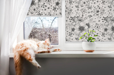 Blackout roller blind for window Drawn flower