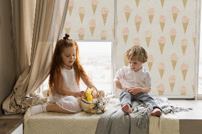 Fabric roller blind for window Ice-cream