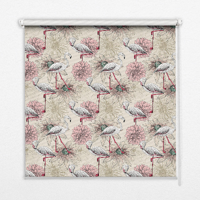 Blackout roller blind White flamingos