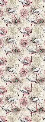 Blackout roller blind with white flamingos pattern