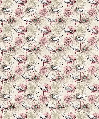 Blackout roller blind with white flamingos pattern