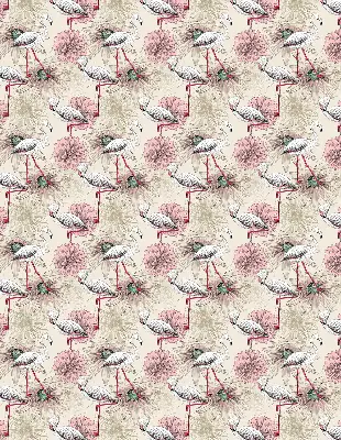 Blackout roller blind with white flamingos pattern