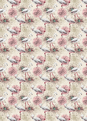 Blackout roller blind White flamingos