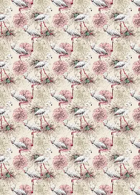 Blackout roller blind with white flamingos pattern