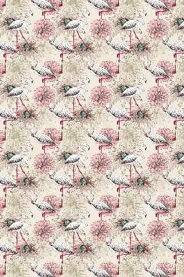 Blackout roller blind with white flamingos pattern