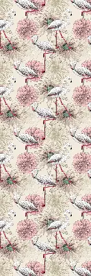 Blackout roller blind with white flamingos pattern