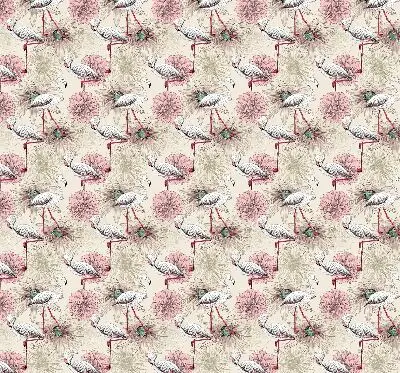 Blackout roller blind with white flamingos pattern