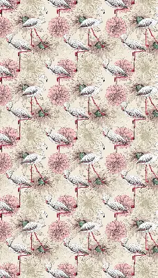 Blackout roller blind with white flamingos pattern
