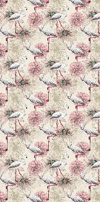 Blackout roller blind with white flamingos pattern