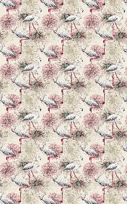 Blackout roller blind with white flamingos pattern