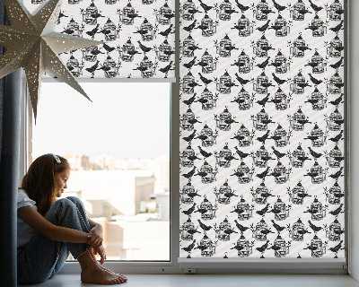 Blackout roller blind for window Black ravens