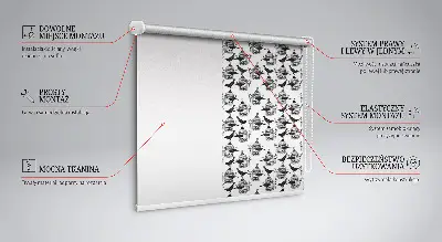 Blackout roller blind with black ravens print