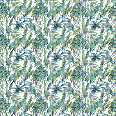 Blackout roller blind tropical leaves print