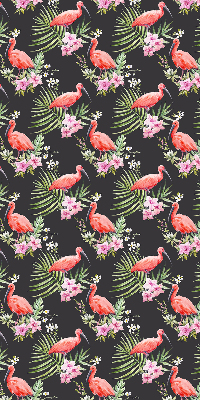 Fabric roller blind for window Flamingos on plants