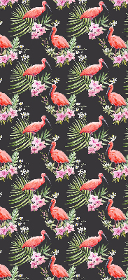 Fabric roller blind for window Flamingos on plants