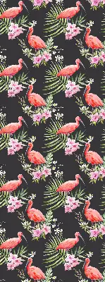 Fabric roller blind for window flamingos on plants design