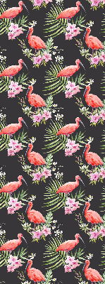 Fabric roller blind for window Flamingos on plants