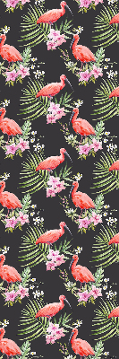 Fabric roller blind for window Flamingos on plants