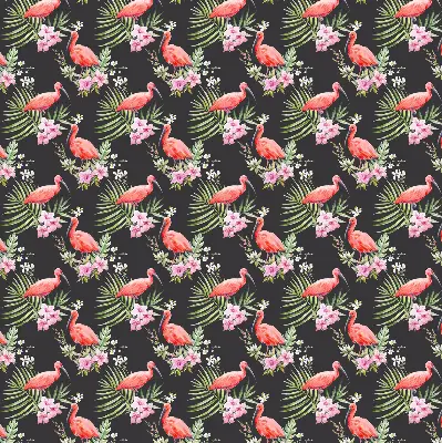 Fabric roller blind for window flamingos on plants design