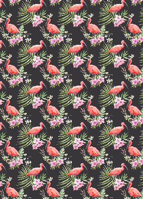 Fabric roller blind for window Flamingos on plants