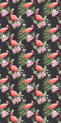 Fabric roller blind for window Flamingos on plants