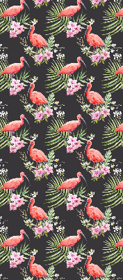 Fabric roller blind for window Flamingos on plants
