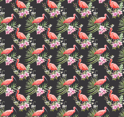 Fabric roller blind for window Flamingos on plants
