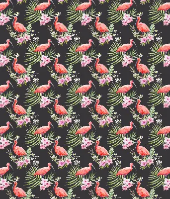 Fabric roller blind for window flamingos on plants design