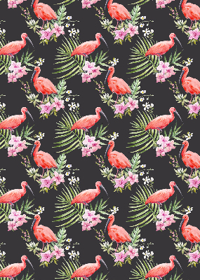 Fabric roller blind for window Flamingos on plants