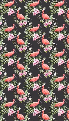 Fabric roller blind for window flamingos on plants design