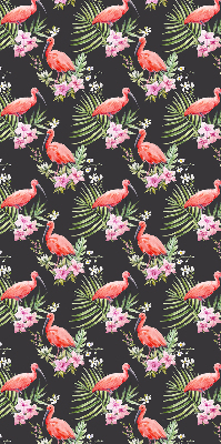 Fabric roller blind for window Flamingos on plants