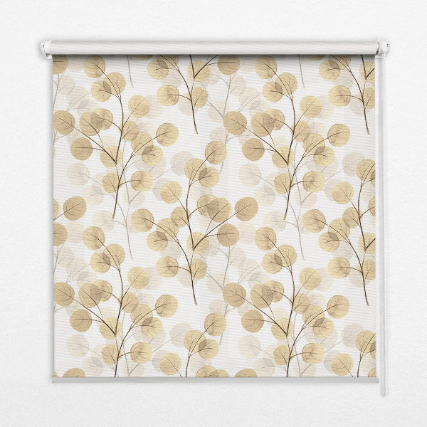 Blackout roller blind for window yellow branches pattern