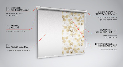 Blackout roller blind for window yellow branches pattern
