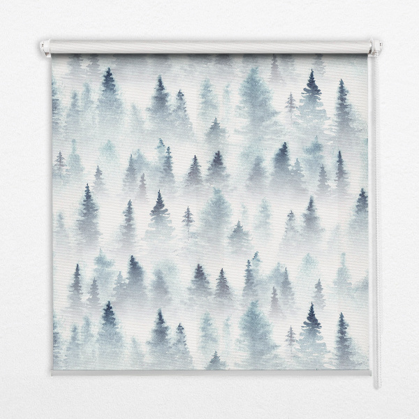 Fabric roller blind for window Forest in the fog