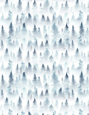 Fabric roller blind for window Forest in the fog