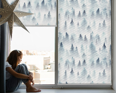 Fabric roller blind for window Forest in the fog