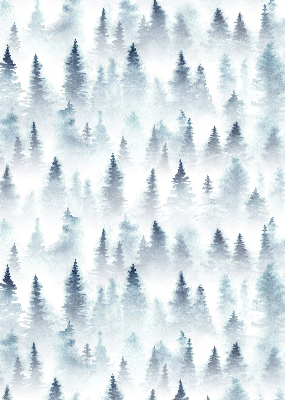 Fabric roller blind for window Forest in the fog