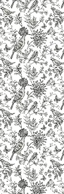 Blackout roller blind with drawn birds and plants design