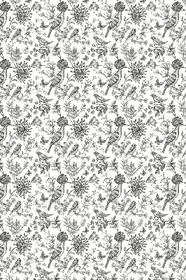 Blackout roller blind with drawn birds and plants design