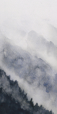 Blackout window roller blind misty mountains design