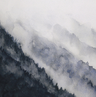 Blackout roller blind for window Misty mountains