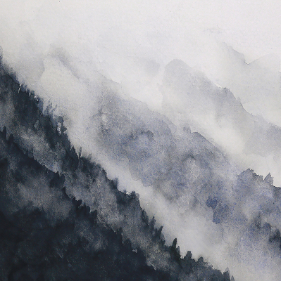 Blackout roller blind for window Misty mountains