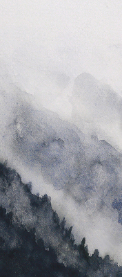 Blackout roller blind for window Misty mountains